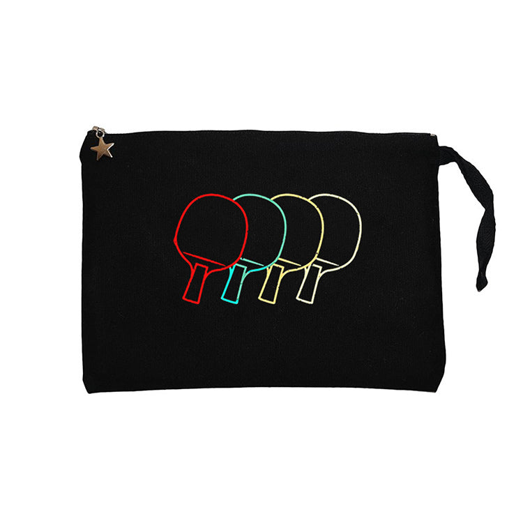 Ping Pong Table Tennis Rackets Siyah Clutch Astarlı Cüzdan / El Çantası
