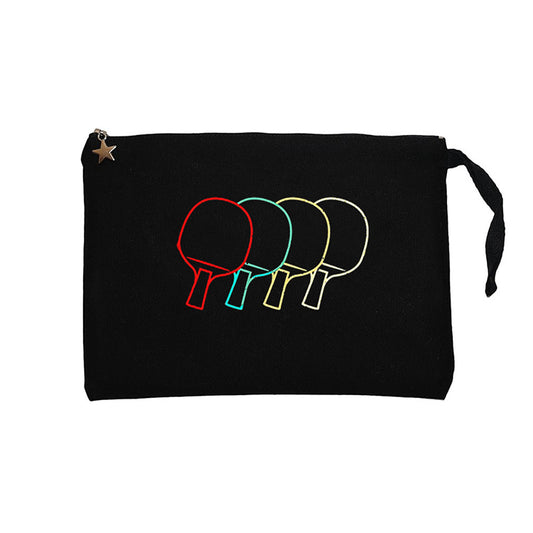 Ping Pong Table Tennis Rackets Siyah Clutch Astarlı Cüzdan / El Çantası
