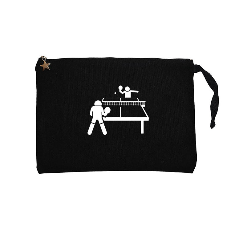 Ping Pong Table Tennis Round Siyah Clutch Astarlı Cüzdan / El Çantası