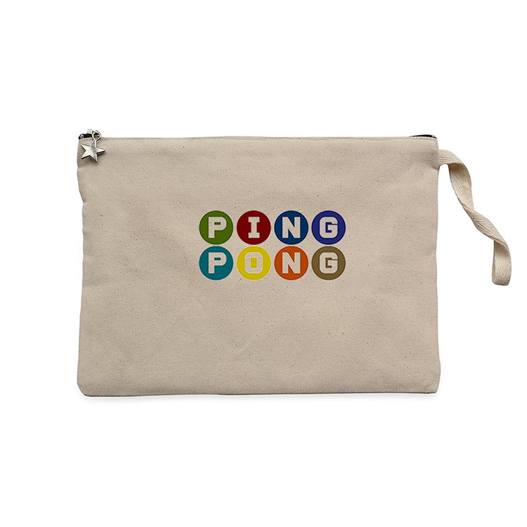 Ping Pong Text Colored Krem Clutch Astarlı Cüzdan / El Çantası