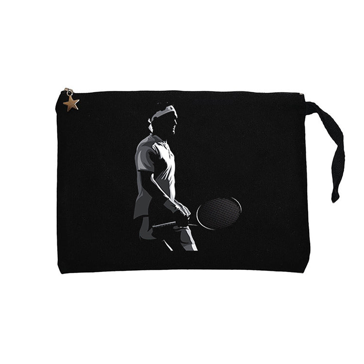 Roger Federer Siluet Siyah Clutch Astarlı Cüzdan / El Çantası