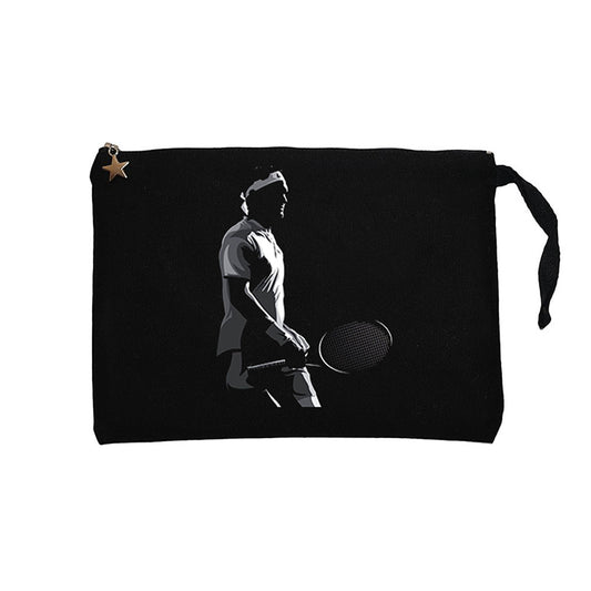 Roger Federer Siluet Siyah Clutch Astarlı Cüzdan / El Çantası