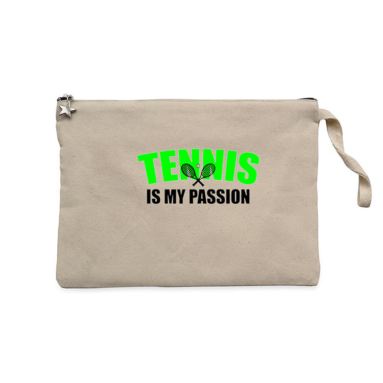 Tennis is My Passion Krem Clutch Astarlı Cüzdan / El Çantası