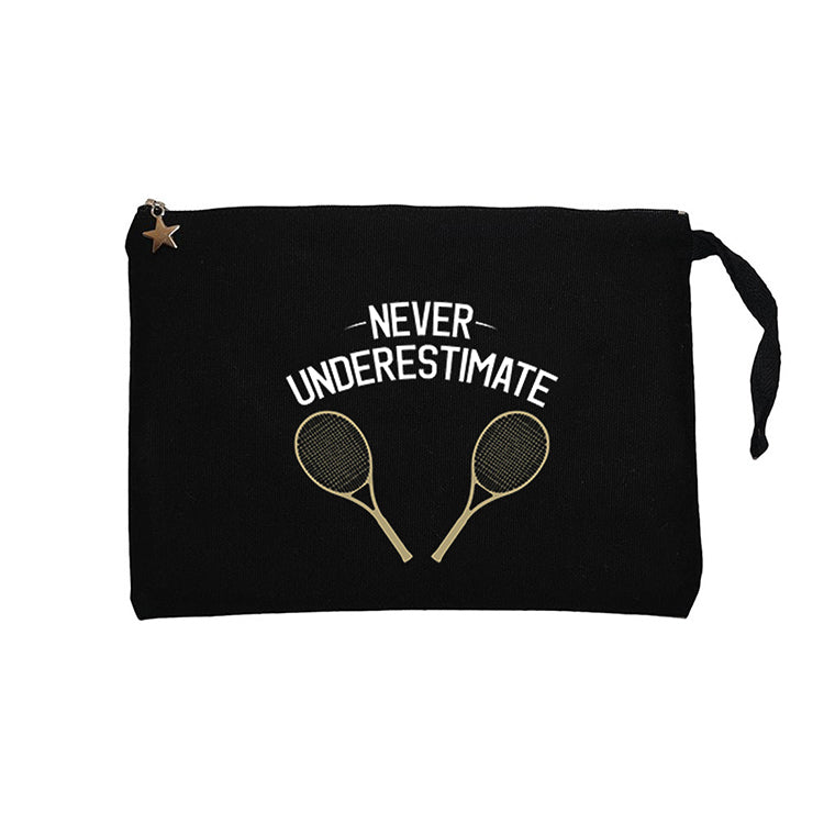 Tennis Never Underestimate Siyah Clutch Astarlı Cüzdan / El Çantası