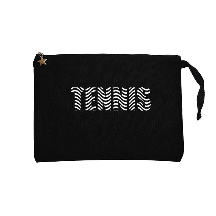 Tennis Text Siyah Clutch Astarlı Cüzdan / El Çantası