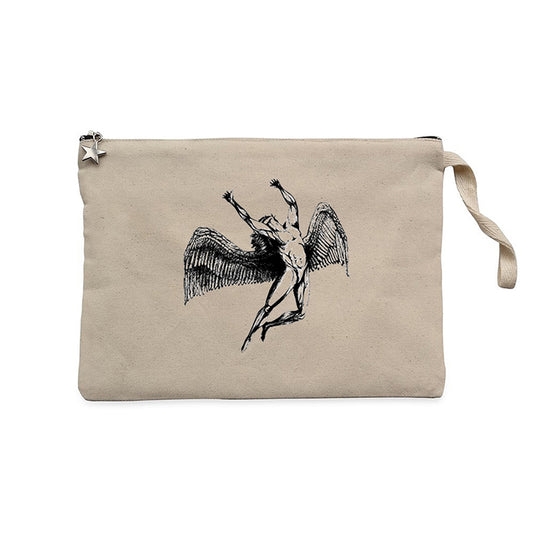 Led Zeppelin Icarus Angel Krem Clutch Astarlı Cüzdan / El Çantası