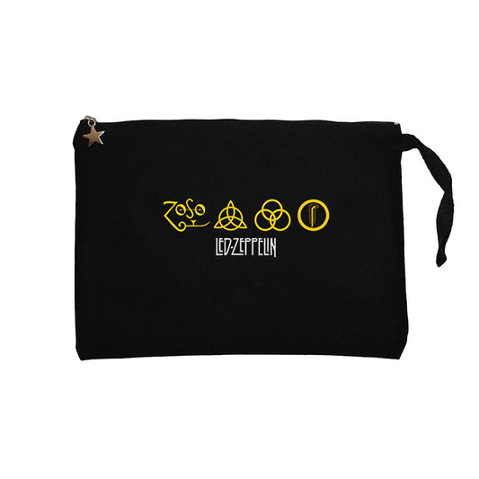 Led Zeppelin Zoso Yellow Siyah Clutch Astarlı Cüzdan / El Çantası