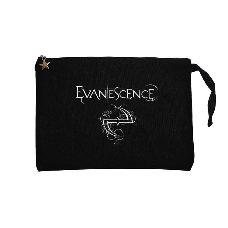 Evanescence Logo ve Yazı Siyah Clutch Astarlı Cüzdan / El Çantası