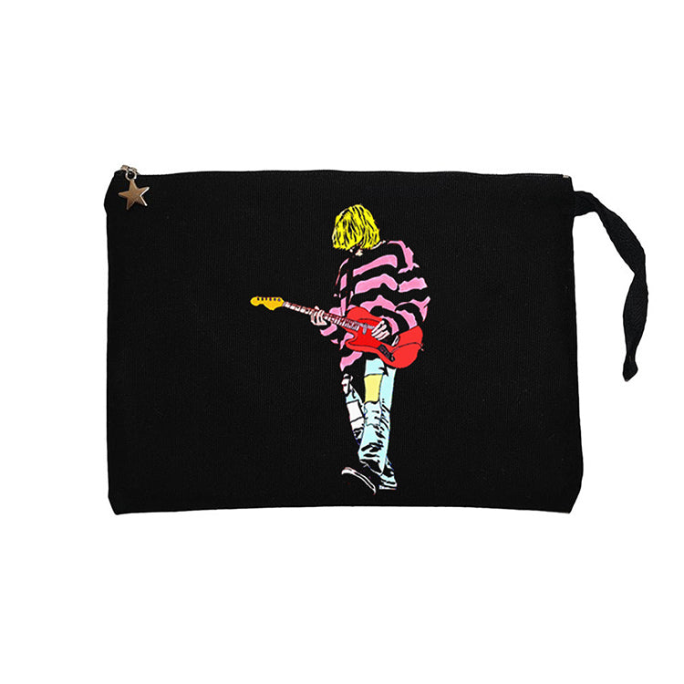 Nirvana Kurt Cobain Siluet Siyah Clutch Astarlı Cüzdan / El Çantası