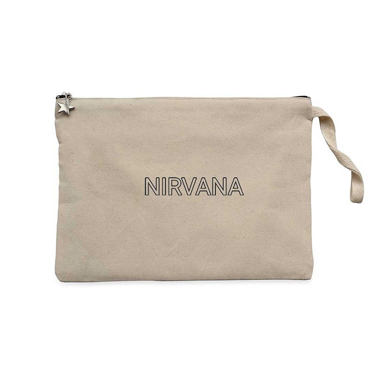 Nirvana Yazı Krem Clutch Astarlı Cüzdan / El Çantası