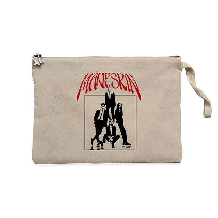 Maneskin Grup Afiş Krem Clutch Astarlı Cüzdan / El Çantası