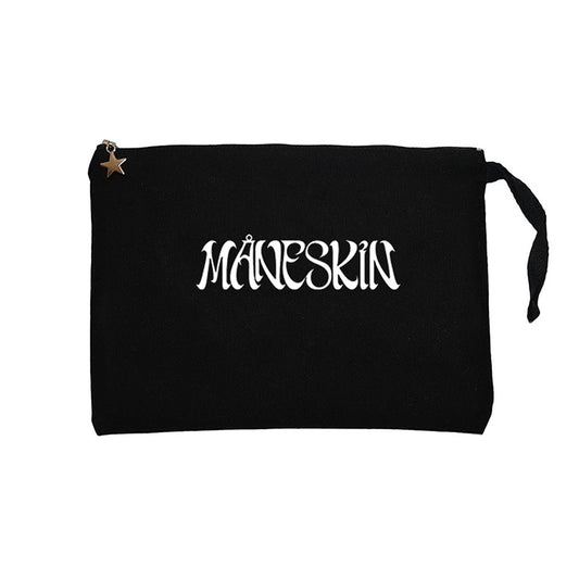 Maneskin Yazı Siyah Clutch Astarlı Cüzdan / El Çantası