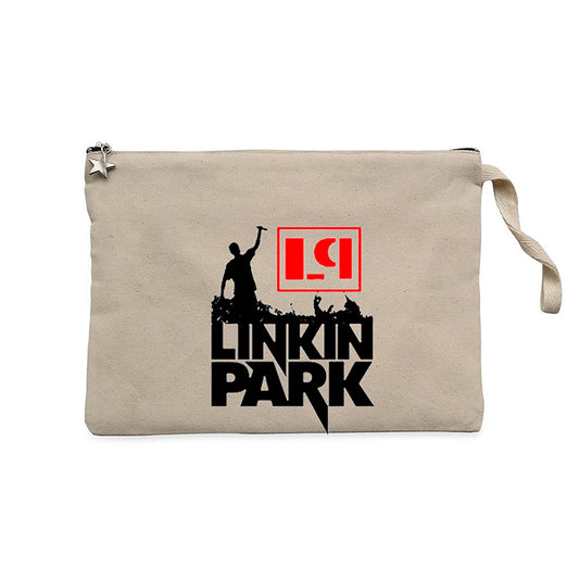 Linkin Park Afiş Krem Clutch Astarlı Cüzdan / El Çantası