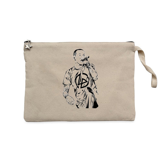 Linkin Park Chester Grafiti Krem Clutch Astarlı Cüzdan / El Çantası