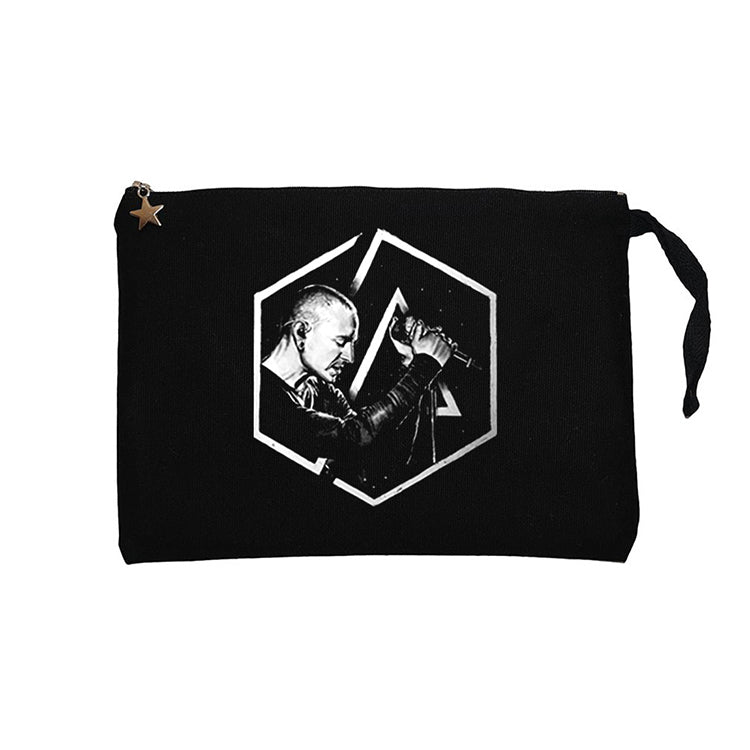 Linkin Park Chester Logo Siyah Clutch Astarlı Cüzdan / El Çantası