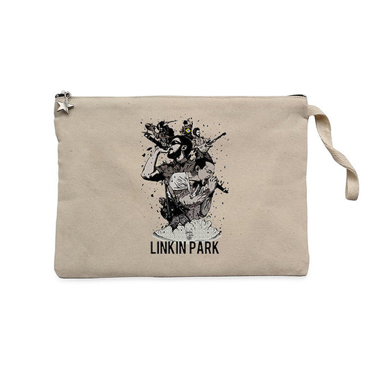 Linkin Park Grup Poster Krem Clutch Astarlı Cüzdan / El Çantası