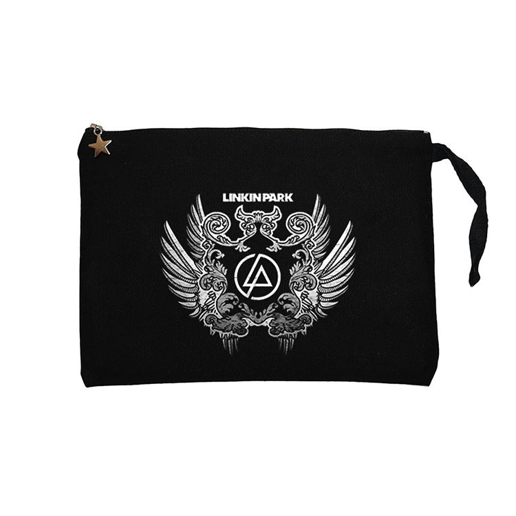 Linkin Park Wings Siyah Clutch Astarlı Cüzdan / El Çantası
