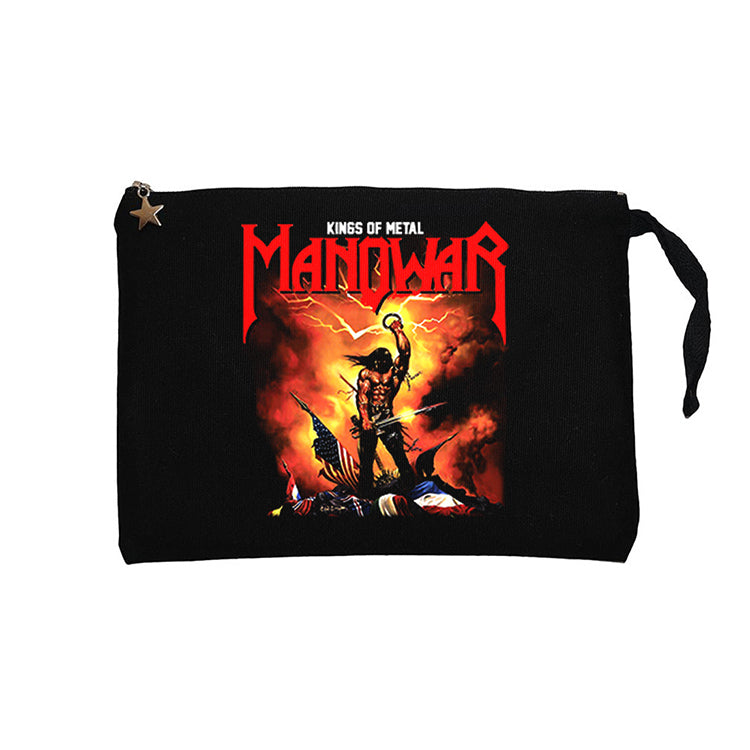 Manowar Kings of Metal Siyah Clutch Astarlı Cüzdan / El Çantası