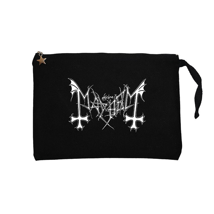 Mayhem Logo Siyah Clutch Astarlı Cüzdan / El Çantası