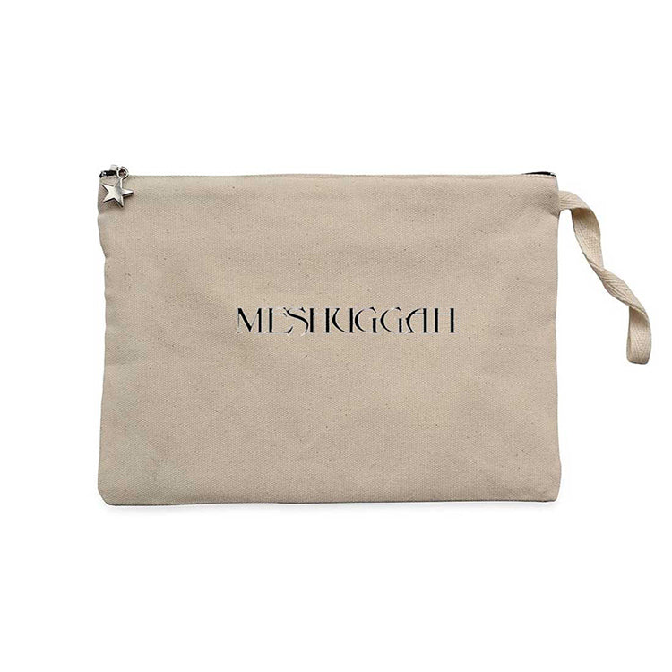 Meshuggah Logo Text Krem Clutch Astarlı Cüzdan / El Çantası