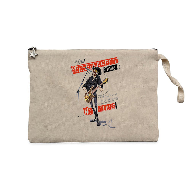 Motörhead Lemmy Kilmister Lyrics Krem Clutch Astarlı Cüzdan / El Çantası