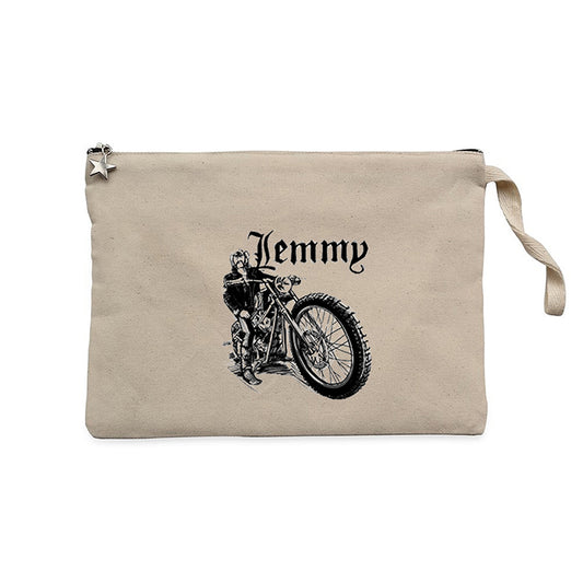 Motörhead Lemmy Kilmister Motorbike Krem Clutch Astarlı Cüzdan / El Çantası