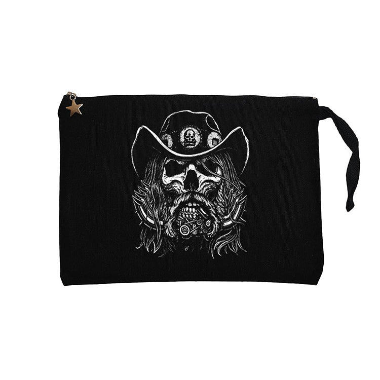 Motörhead Lemmy Kilmister Skull Portre Siyah Clutch Astarlı Cüzdan / El Çantası