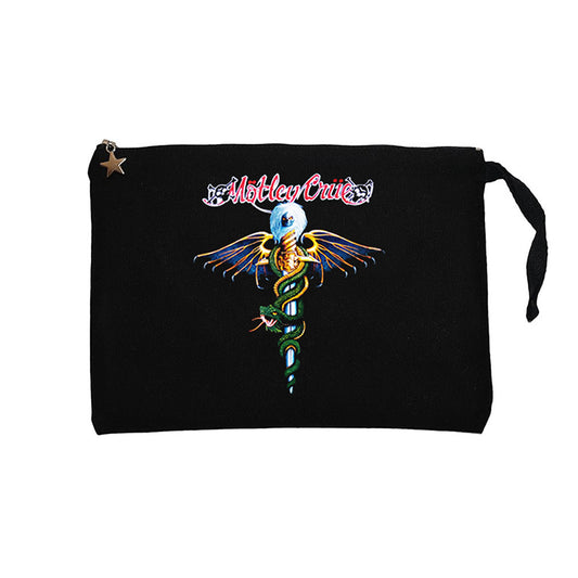 Mötley Crüe Dr. Feelgood Siyah Clutch Astarlı Cüzdan / El Çantası