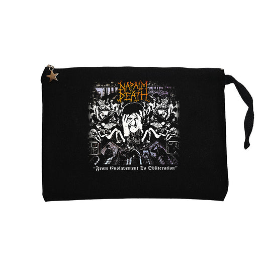 Napalm Death From Enslav Siyah Clutch Astarlı Cüzdan / El Çantası