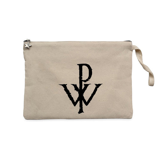 Powerwolf Logo Design Krem Clutch Astarlı Cüzdan / El Çantası