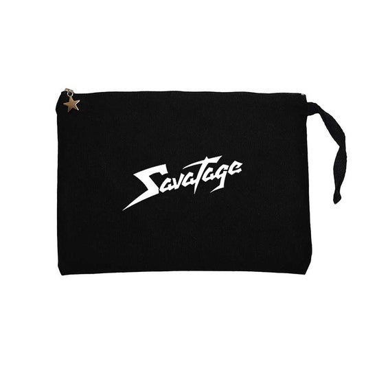 Savatage Logo Yazı Siyah Clutch Astarlı Cüzdan / El Çantası