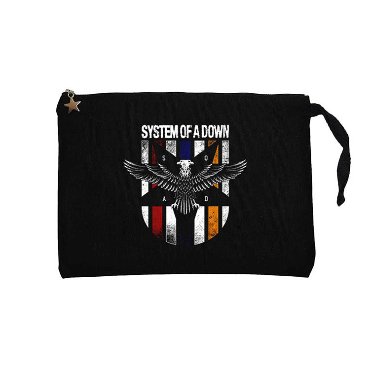 System of a Down Eagle Colors Siyah Clutch Astarlı Cüzdan / El Çantası