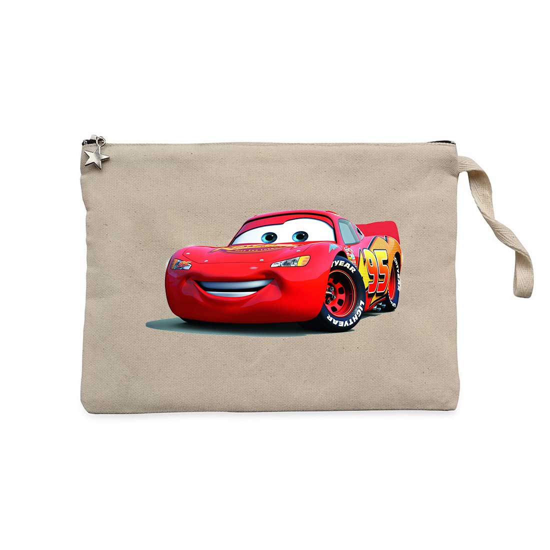 Şimşek McQueen Cars Krem Clutch Astarlı Cüzdan / El Çantası