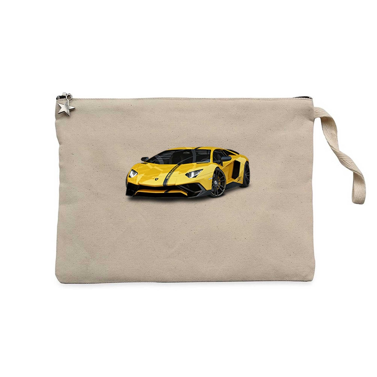 Lamborghini Aventador Yellow Krem Clutch Astarlı Cüzdan / El Çantası