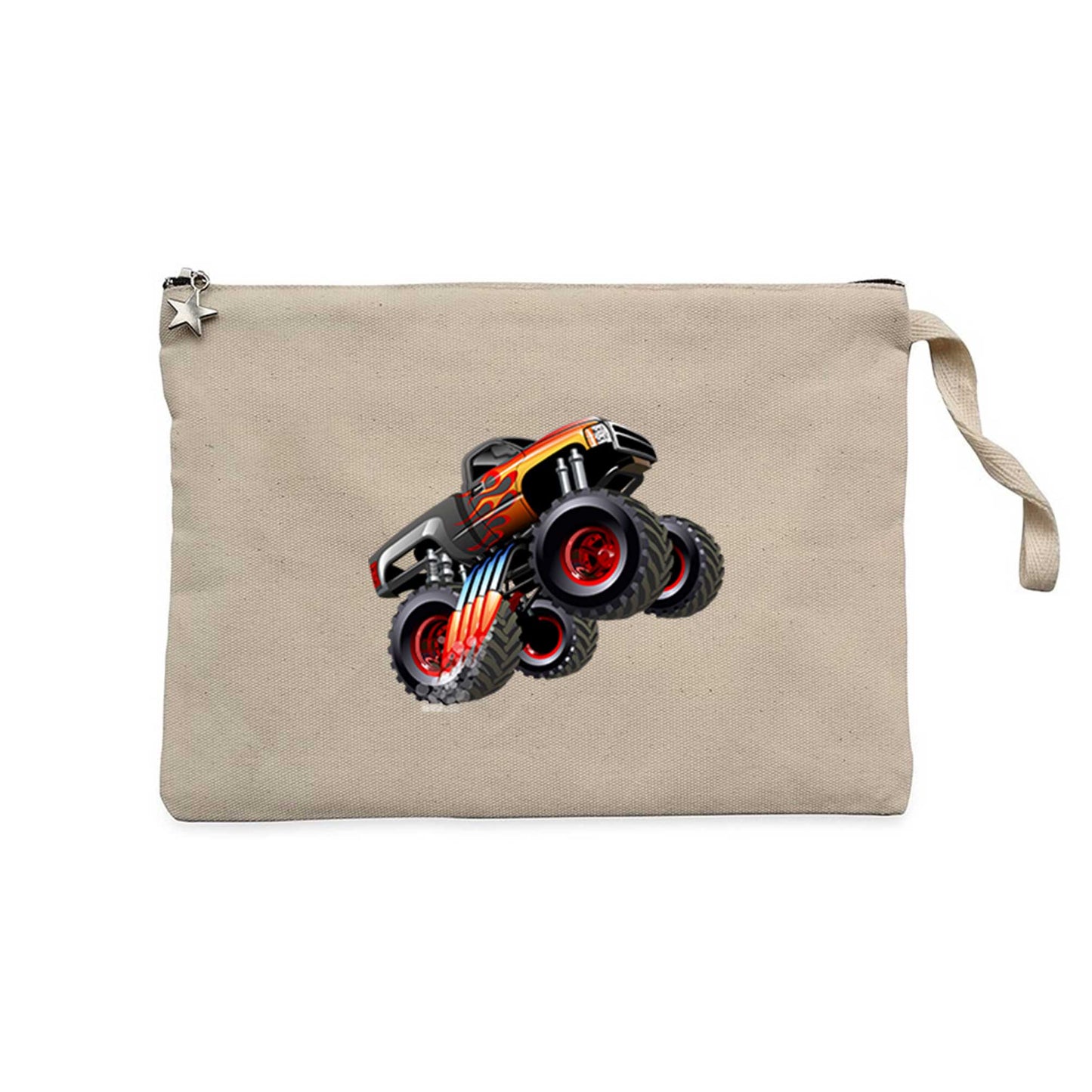 Cartoon Monster Truck Krem Clutch Astarlı Cüzdan / El Çantası