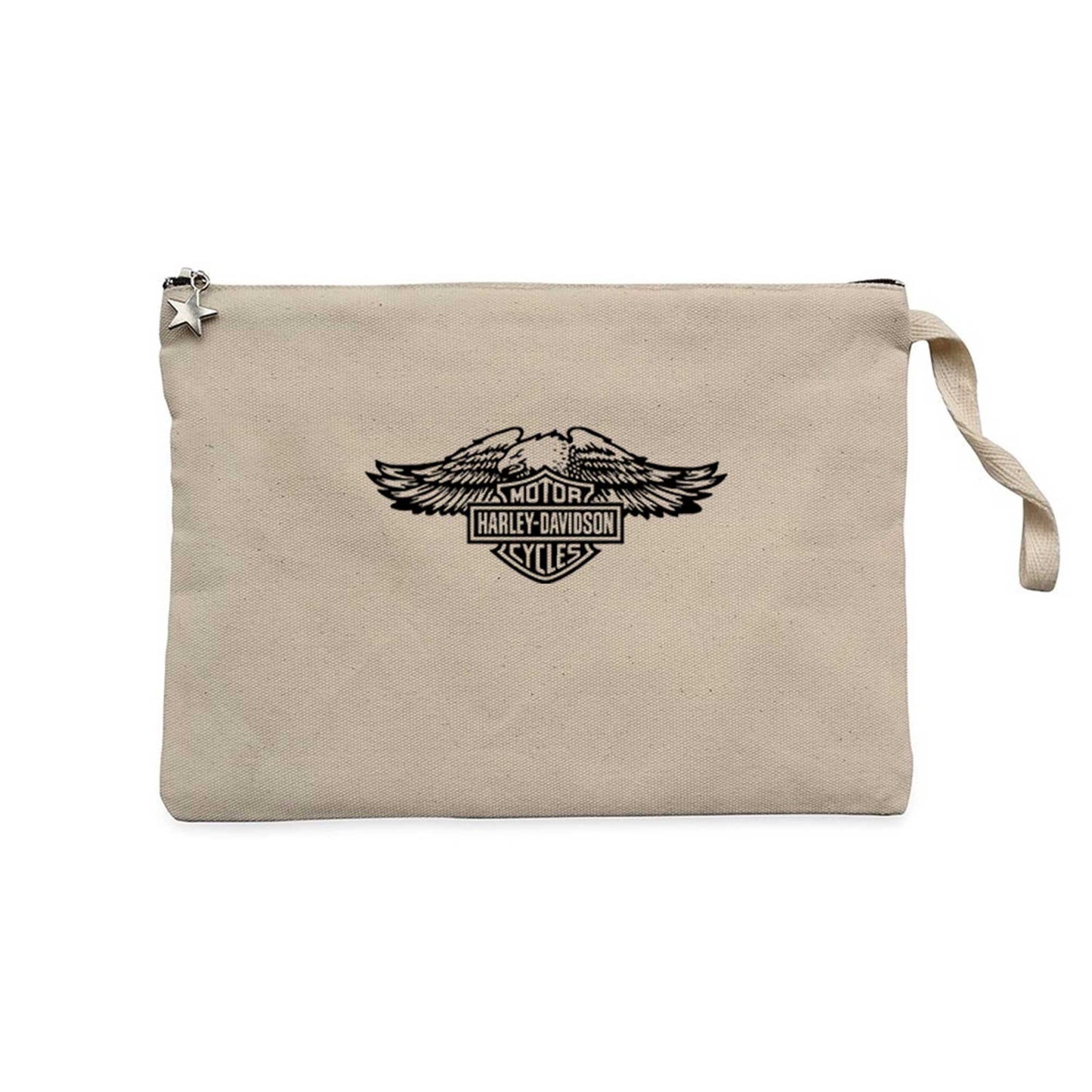 HarleyDavidson Wings Eagle Silhouette Krem Clutch Astarlı Cüzdan / El Çantası