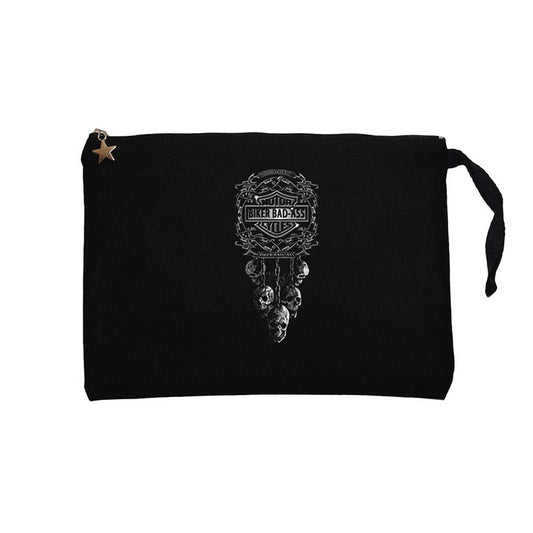 Motorcycle Club Skull Siyah Clutch Astarlı Cüzdan / El Çantası