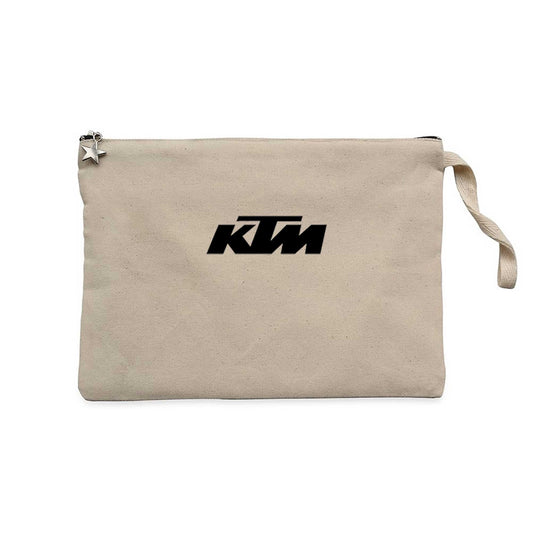 KTM Motorcycle Black Logo Krem Clutch Astarlı Cüzdan / El Çantası