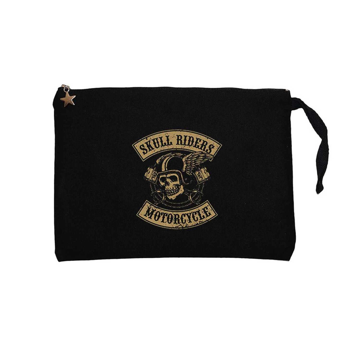 Moto Skull Riders Motorcycle Siyah Clutch Astarlı Cüzdan / El Çantası