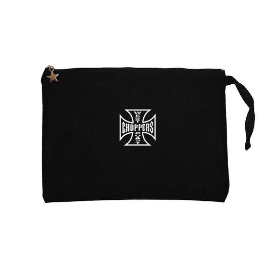 West Coast Choppers Logo Siyah Clutch Astarlı Cüzdan / El Çantası