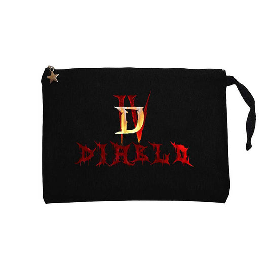 Diablo IV Logo ve Text Siyah Clutch Astarlı Cüzdan / El Çantası