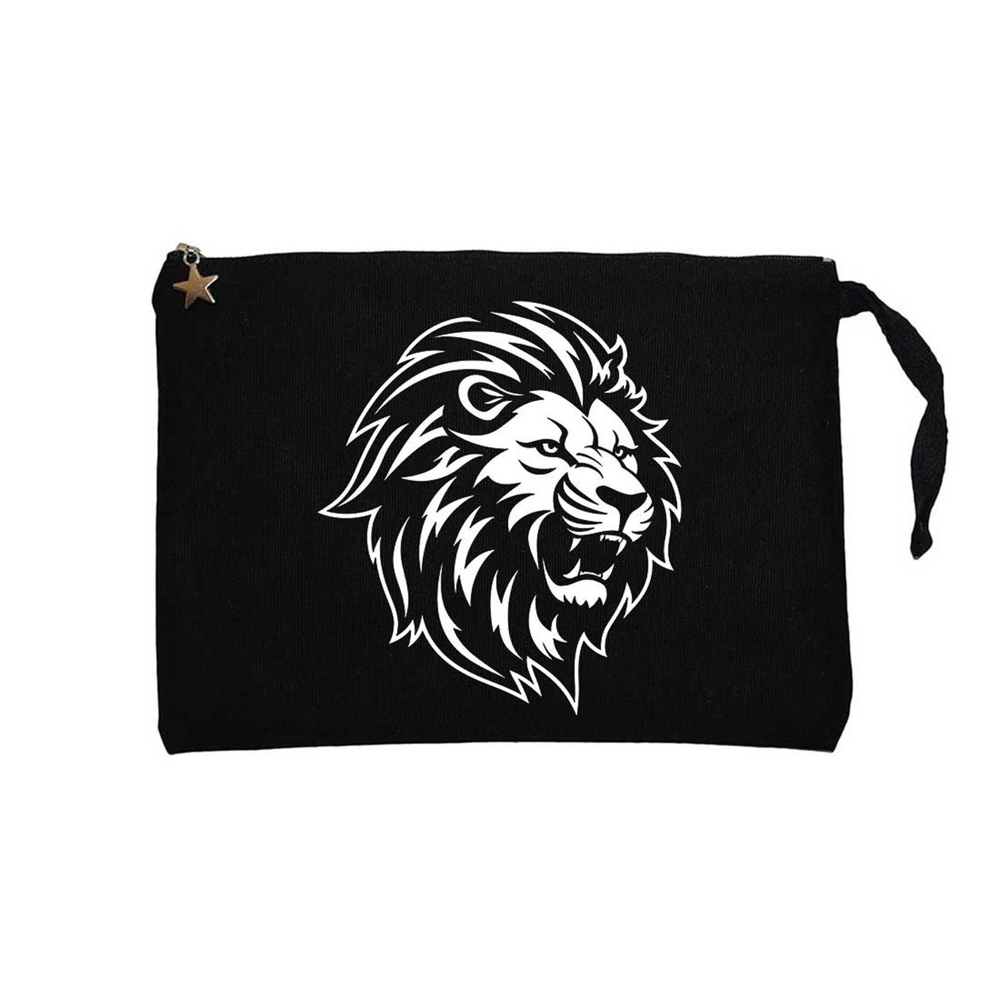 Black and White Lion Siyah Clutch Astarlı Cüzdan / El Çantası