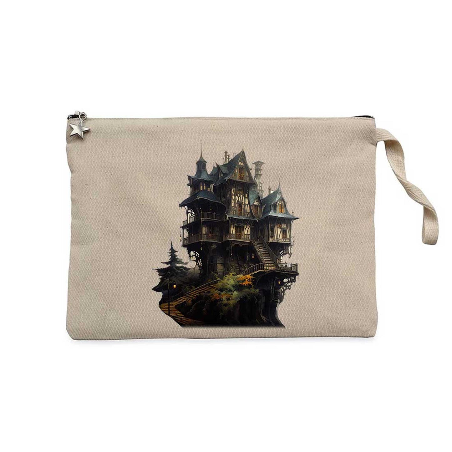 Castle in The Forest Krem Clutch Astarlı Cüzdan / El Çantası