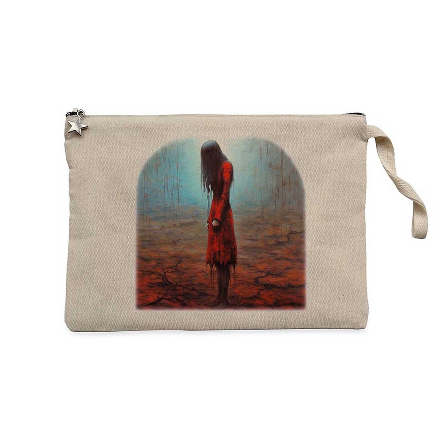 Depressed Girl Krem Clutch Astarlı Cüzdan / El Çantası