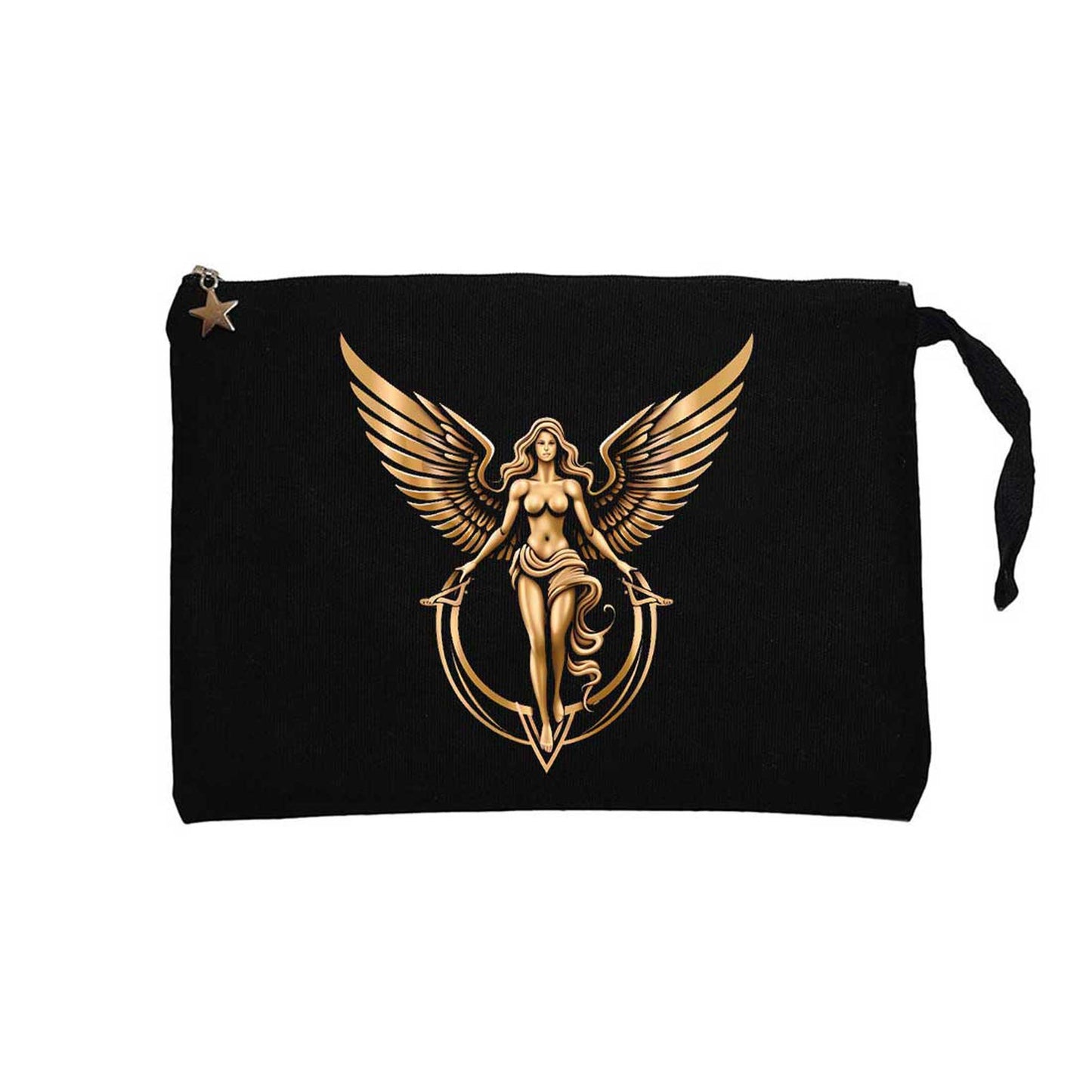 Gold Angel Siyah Clutch Astarlı Cüzdan / El Çantası