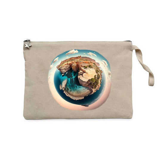 Planet Krem Clutch Astarlı Cüzdan / El Çantası