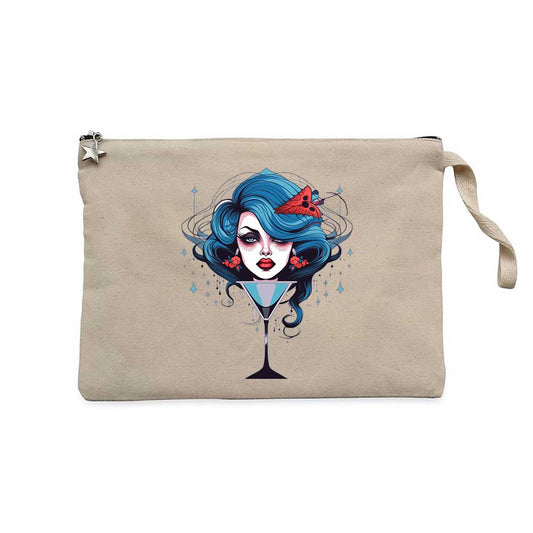 Woman in Martini Glas Krem Clutch Astarlı Cüzdan / El Çantası