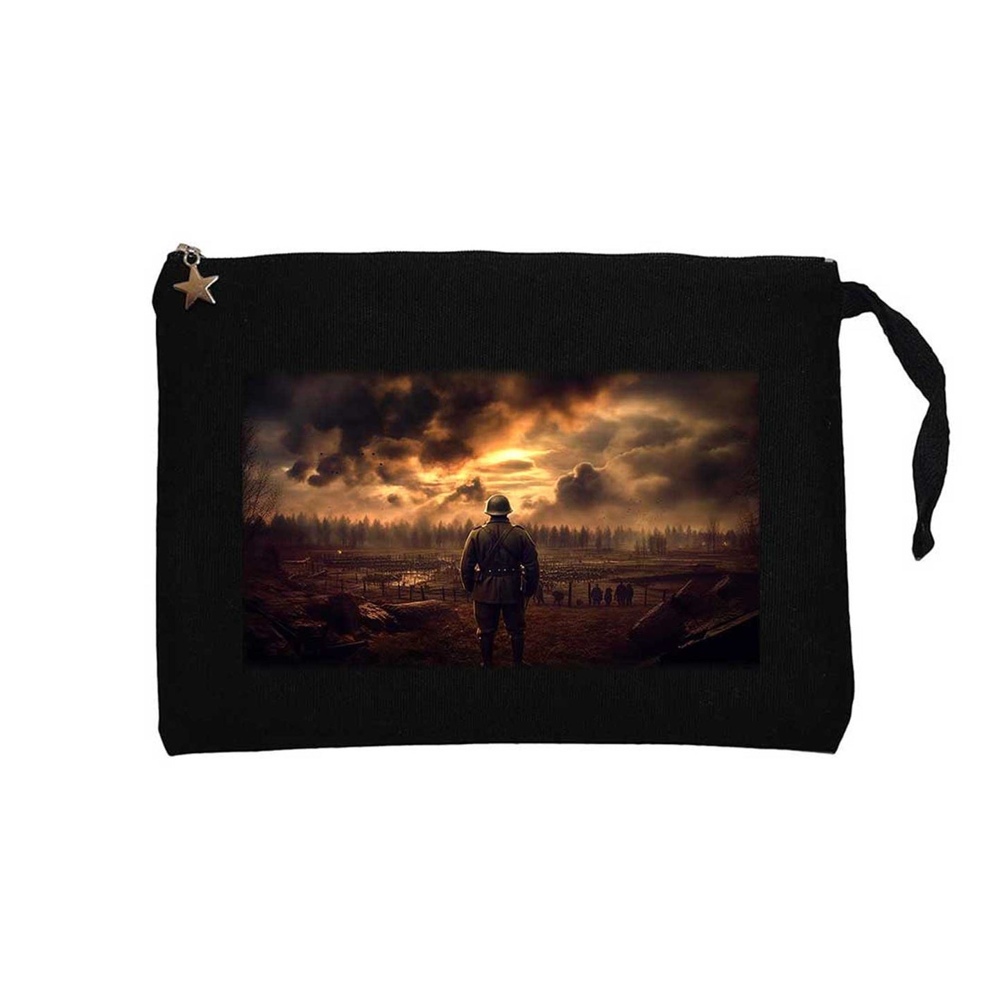 II. World War Soldier Siyah Clutch Astarlı Cüzdan / El Çantası