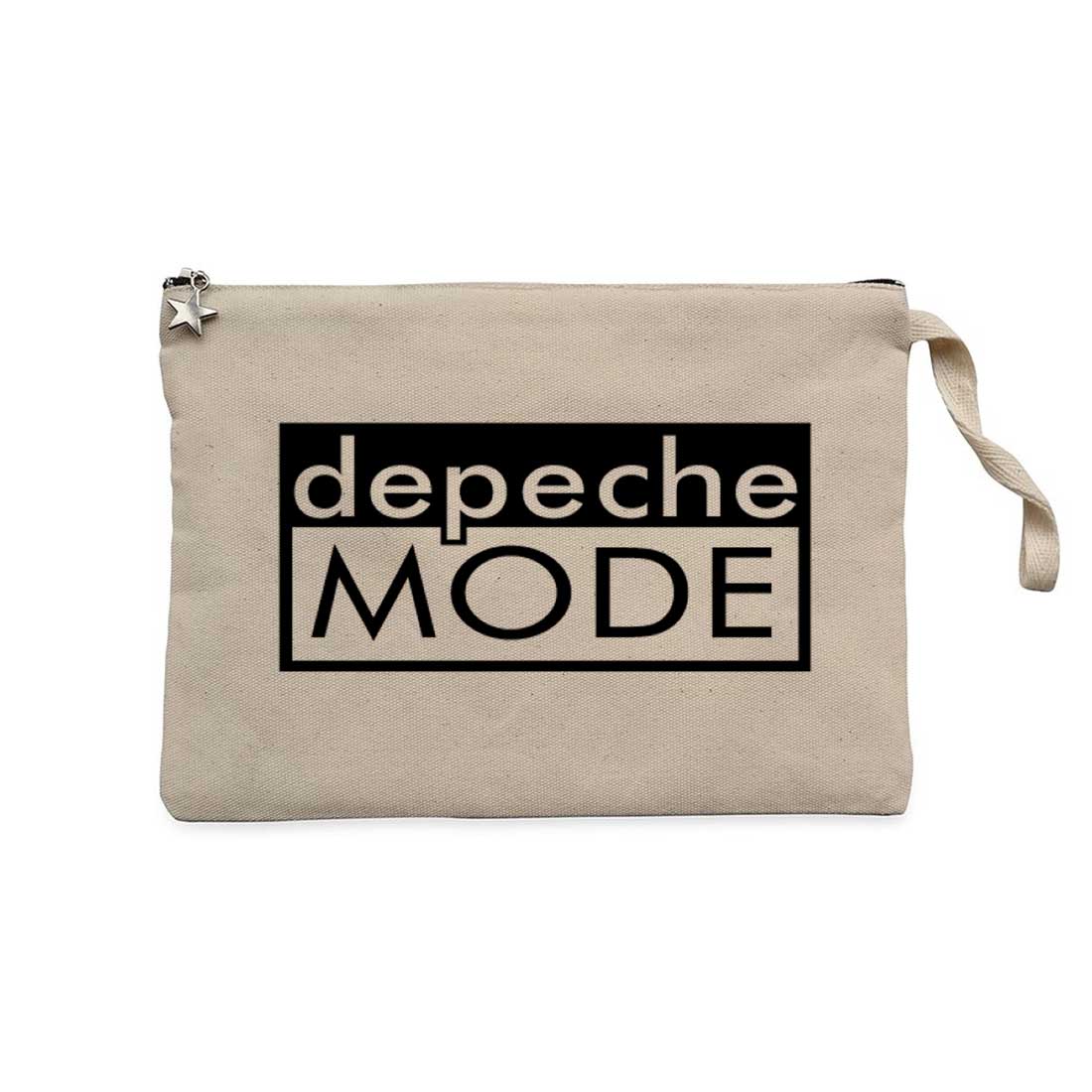 Depeche Mode Text Krem Clutch Astarlı Cüzdan / El Çantası