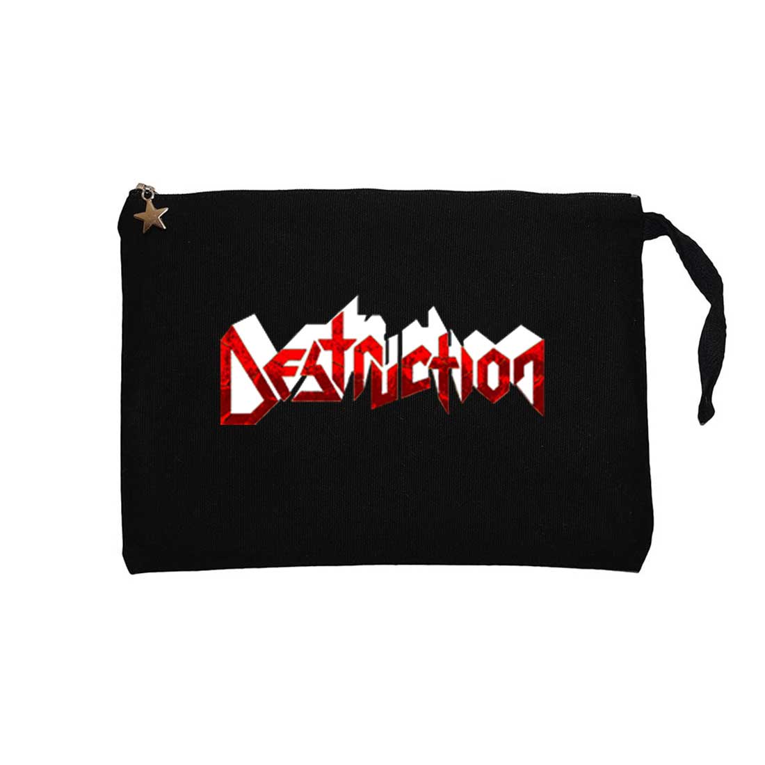 Destruction Logo Siyah Clutch Astarlı Cüzdan / El Çantası